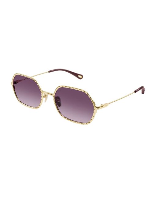 Chloé Purple Rectangular Frame Sunglasses