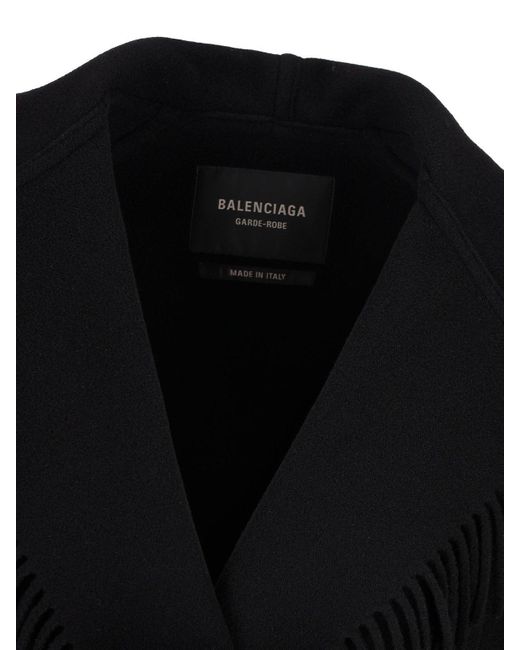 Balenciaga Black Belted Fringed Coat