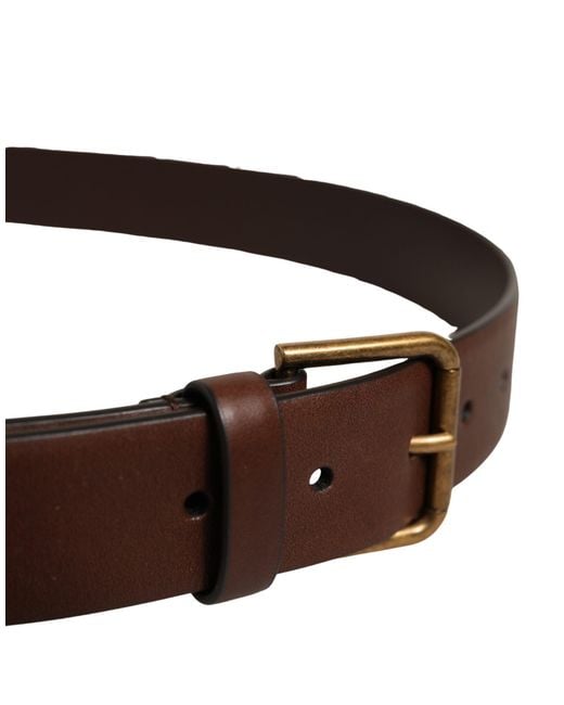Dolce & Gabbana Brown Leather Buckle Carabine Belt Calf for men