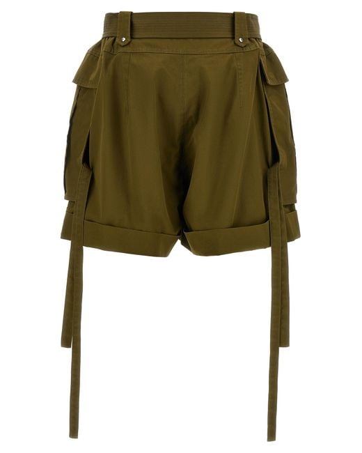 McQueen Green Short Cargo Cotton Bermuda