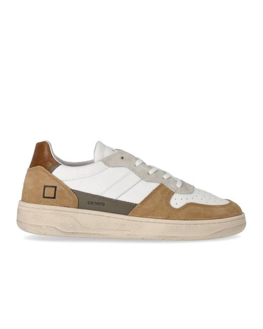 Date Leather Court 2.0 Vintage Calf White Brown Sneaker in Natural for ...