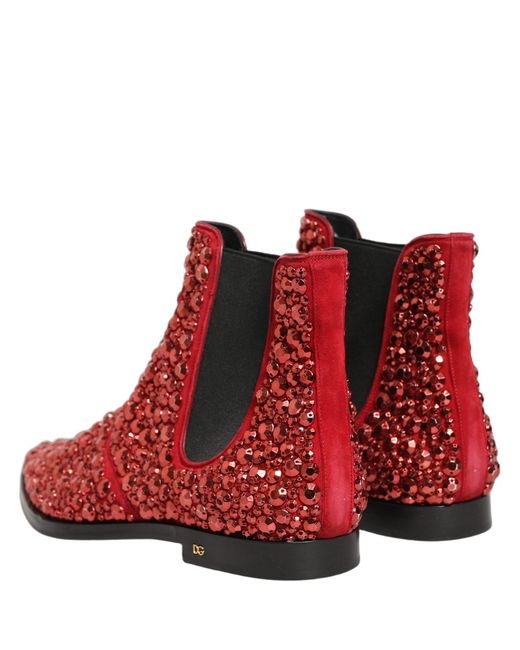 Dolce & Gabbana Brown Embellished Chelsea Ankle Boots Shoes Leather for men