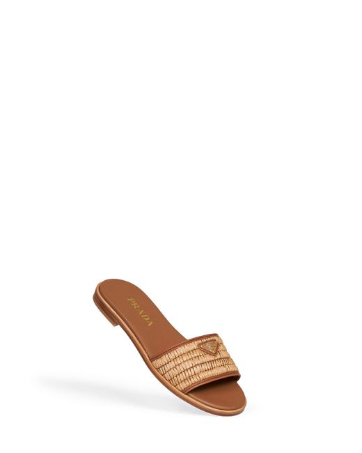 Prada Natural Slide Sandals Leather Calf