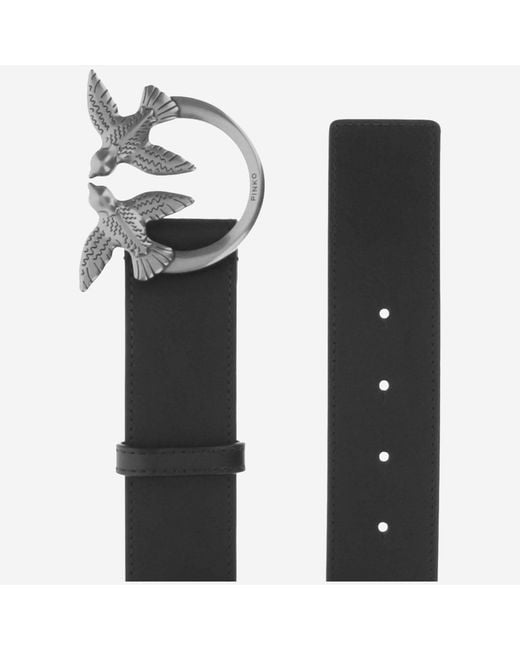 Pinko Black Leather Belt With Logo