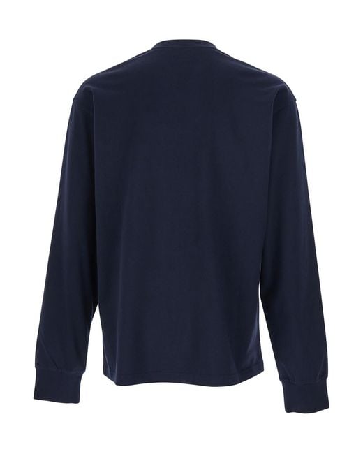 Givenchy Blue Long-Sleeved T-Shirt With Chest Logo Patch for men