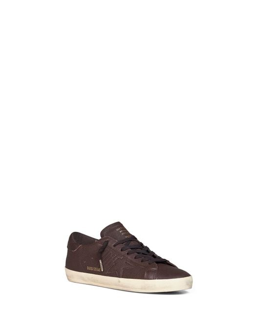 Golden Goose Deluxe Brand Brown Dark Grained Leather Super-Star Sneakers for men