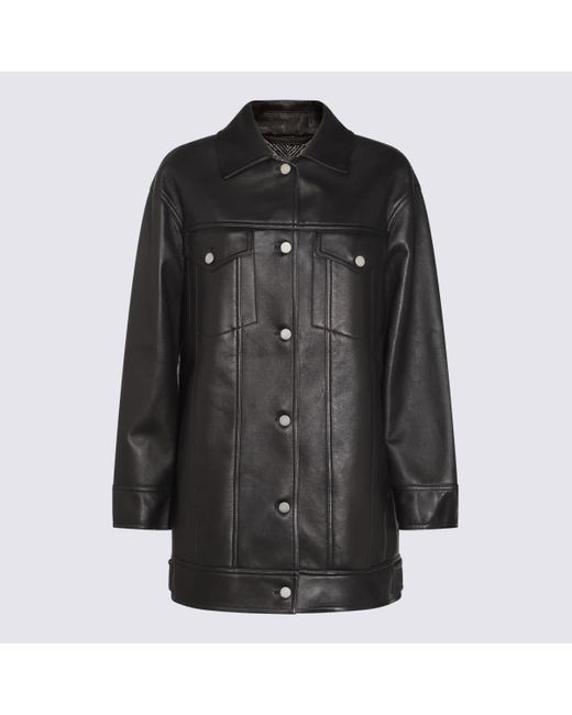 Max Mara Black Leather Girino Jacket