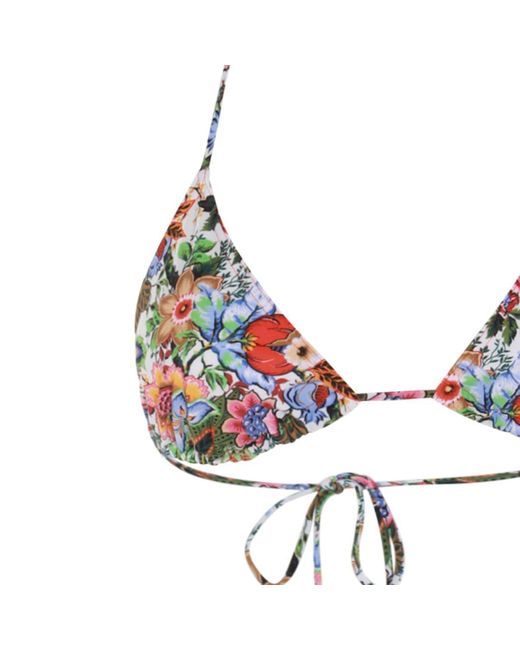 Etro White Bouquet-Inspired Printed Triangle Bikini