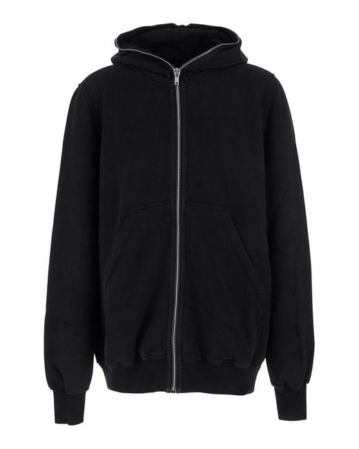 Rick Owens Black Hoodie With Kangaroo Pocket On The Front for men