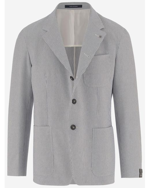 Tagliatore Gray Jacket Single-Breasted Striped for men