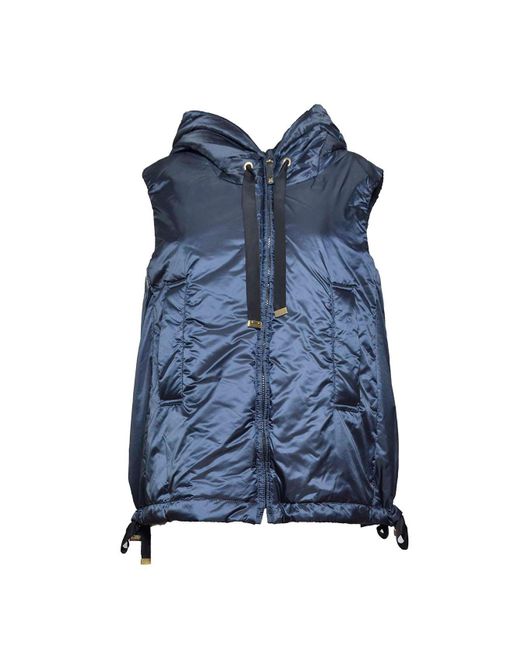 Max Mara Blue Zip-Up Drawstring Gilet