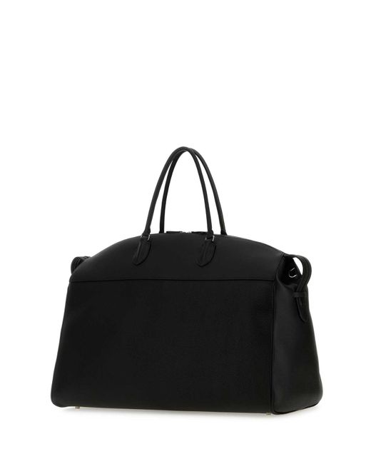 The Row Black Leather George Travel Bag