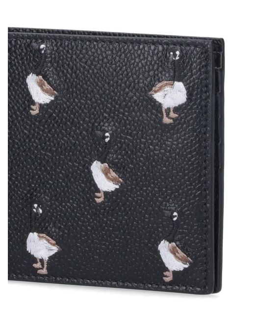 Thom Browne Black Bi-Fold Wallet Goose for men