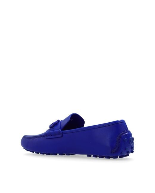 Ferragamo Blue Grazioso Gancini Logo Loafers for men