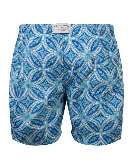 Peninsula Blue Patterned Swim Shorts for men