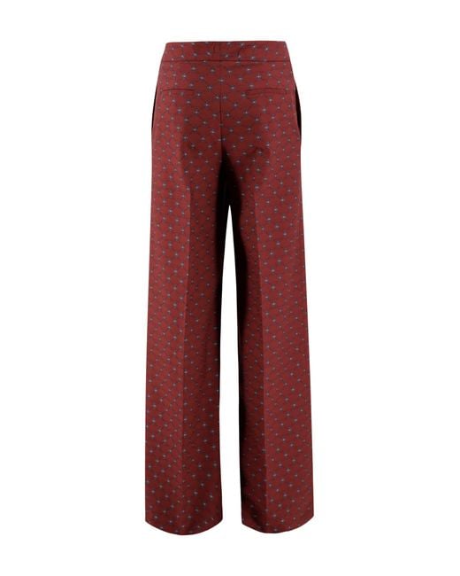 Etro Red Printed Wide-Leg Trousers With A Tie