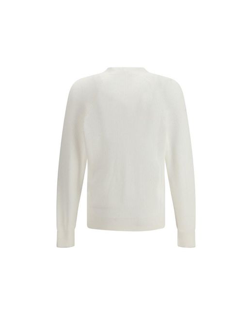 Brunello Cucinelli White Cotton Cardigan for men