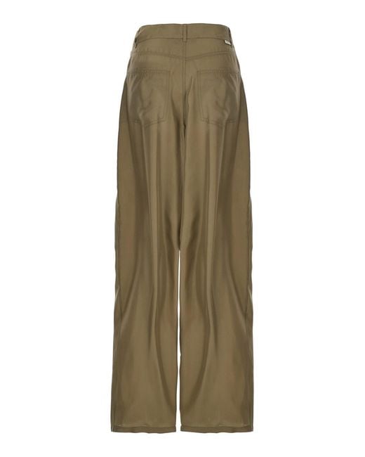 Jucca Green Silk Pants With Belt Loops And Logo Patch On The Rear