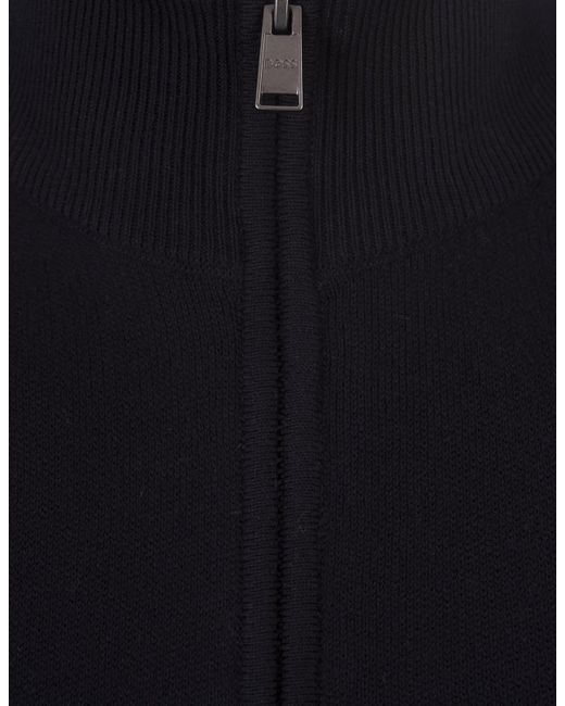 Boss Black Dark Knitted Cardigan With Zip for men