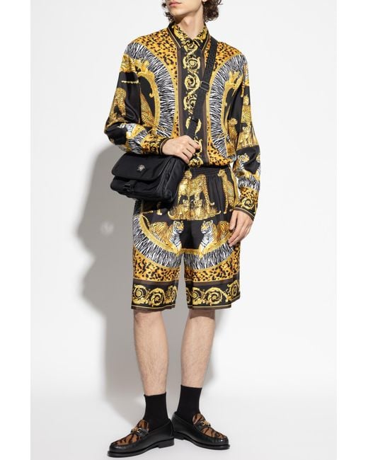 Versace Yellow Silk Shirt for men