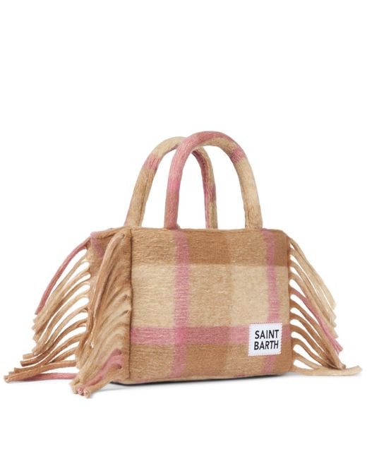 Mc2 Saint Barth Pink Colette Blanket Handbag With Tartan Print