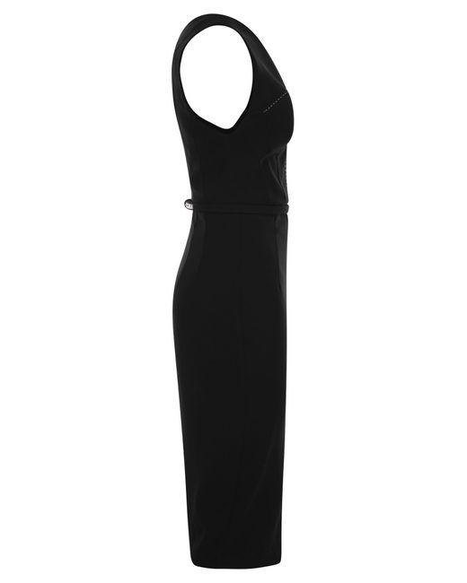 Elisabetta Franchi Black Crepe Bustier Dress With Contrasting Topstitching