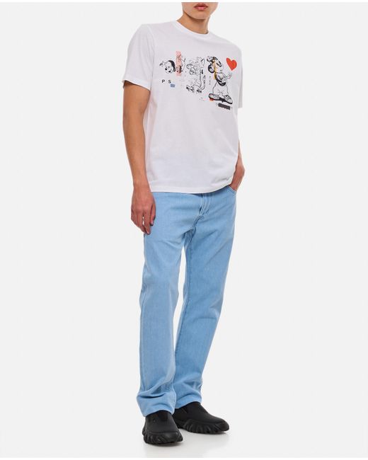 PS by Paul Smith White Cotton Cartoon T-Shirt for men