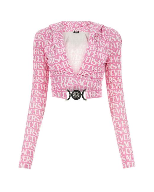 Versace Pink Printed Chenille Top