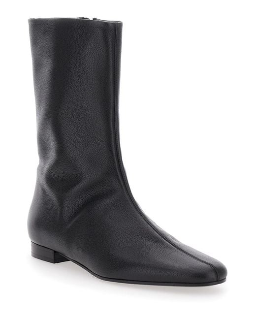 Totême Black Ankle Boots With Pointed Toe Leather