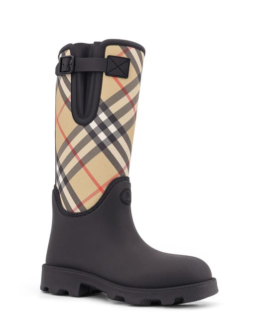 Burberry Black Marsh Stamp Rubber High Boots