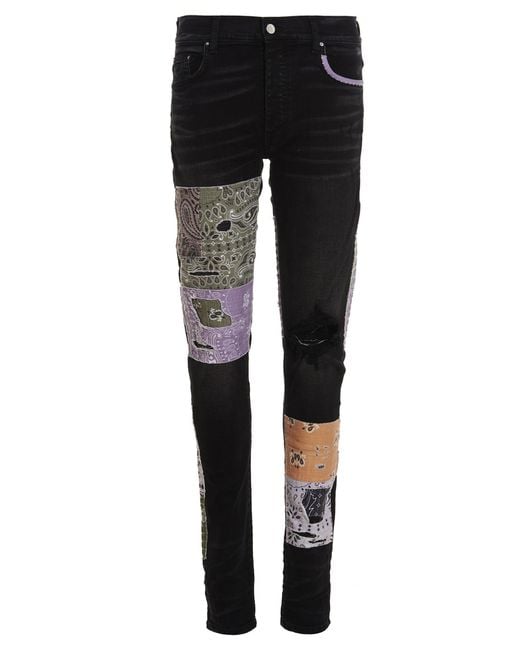 Amiri Bandana Art Patch Jeans in Black for Men Lyst