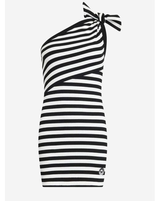 Patou White Dress One-Shoulder Cotton