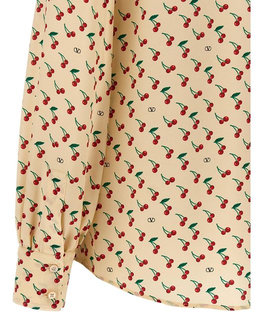 Valentino Garavani Natural Cherryfic Shirt Silk Shirt, Blouse