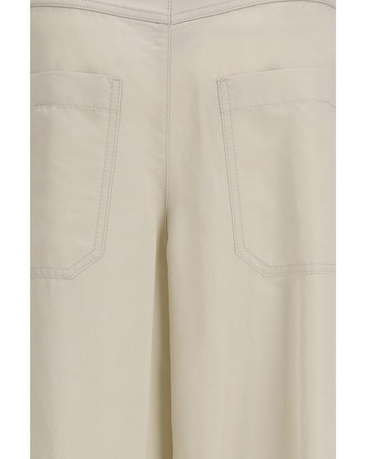 Brunello Cucinelli White Palazzo Pants Cotton; Copper