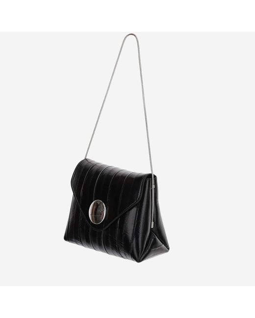Khaite Black Bobbi Leather Shoulder Bag Aguilla