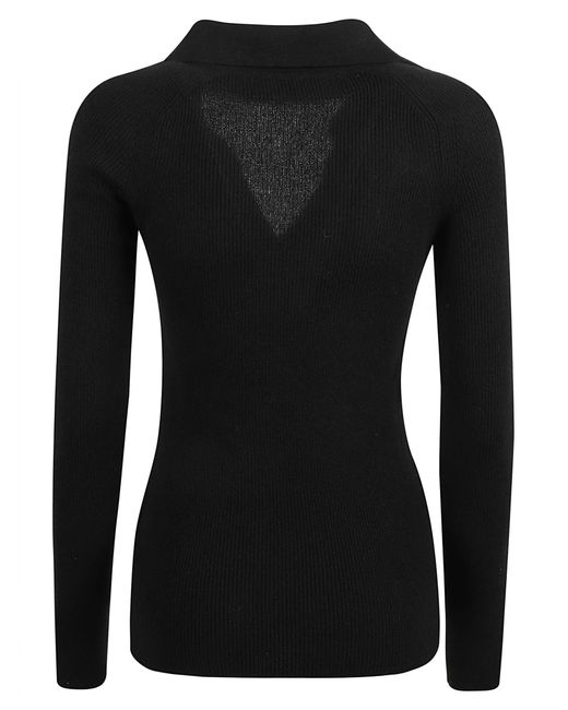 Ermanno Scervino Black Knitted Long-Sleeved Polo Shirt