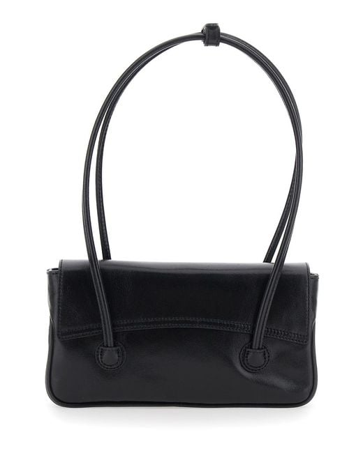 MARGE SHERWOOD Black Shoulder Bag Glossy Leather Cow