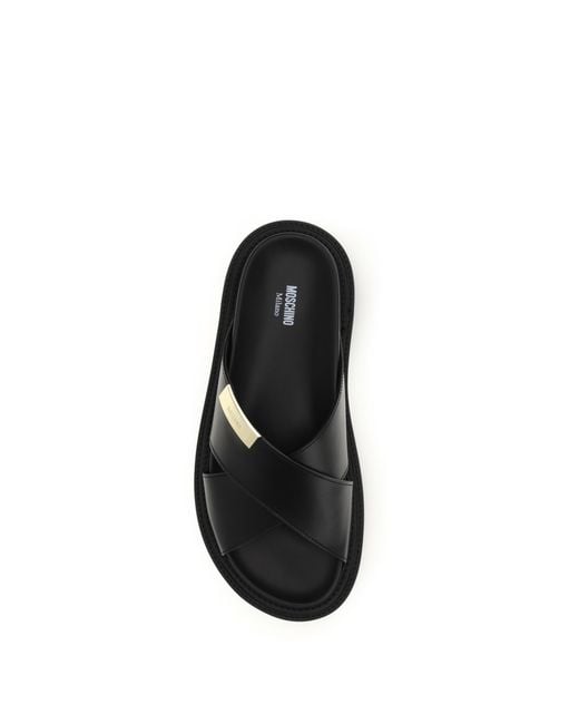 Moschino Black Leather Sandals Calf for men