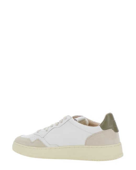 Autry White Medalist Low Top Sneakers With Suede Panels for men