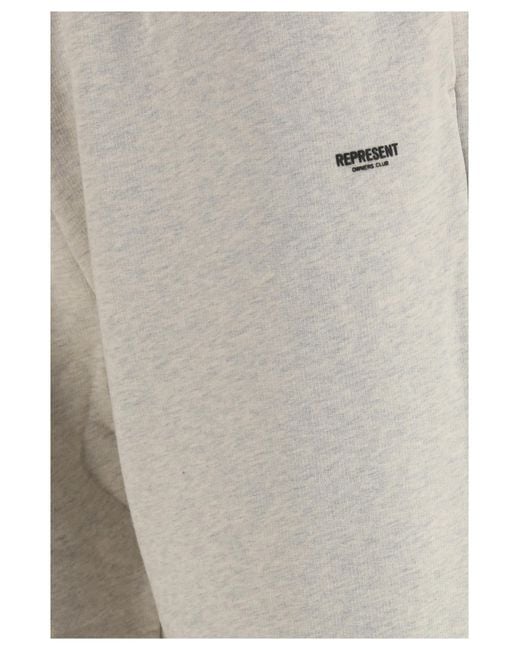 Represent Gray Sweatpants Micro Owners Club Cotton Trousers for men
