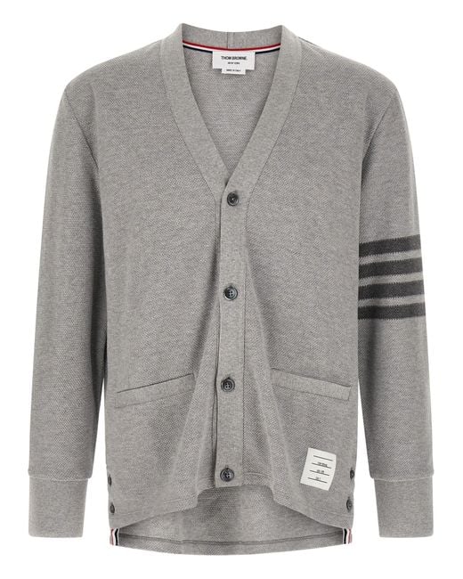 Thom Browne Gray 4Bar Cardigan for men