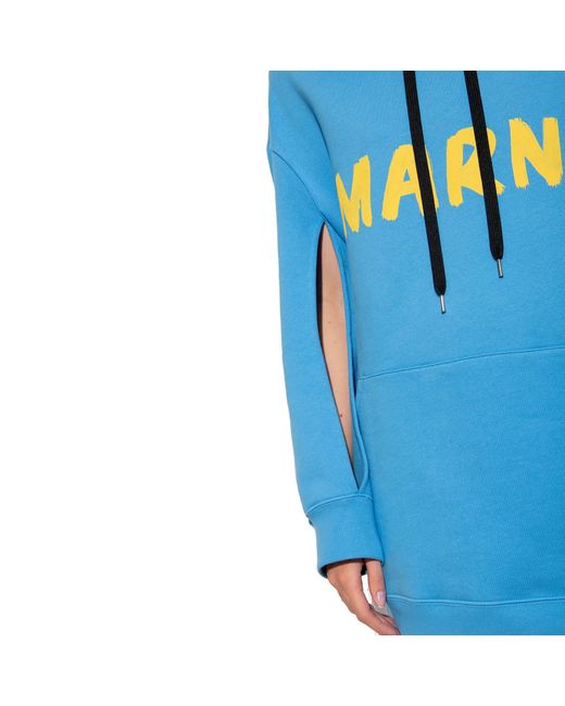 Marni Blue Oversize Hooded Sweatshirt