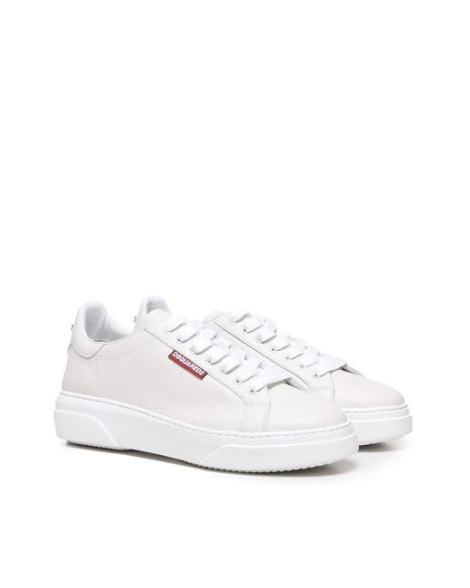 DSquared² White Leather Shoes With Logo for men