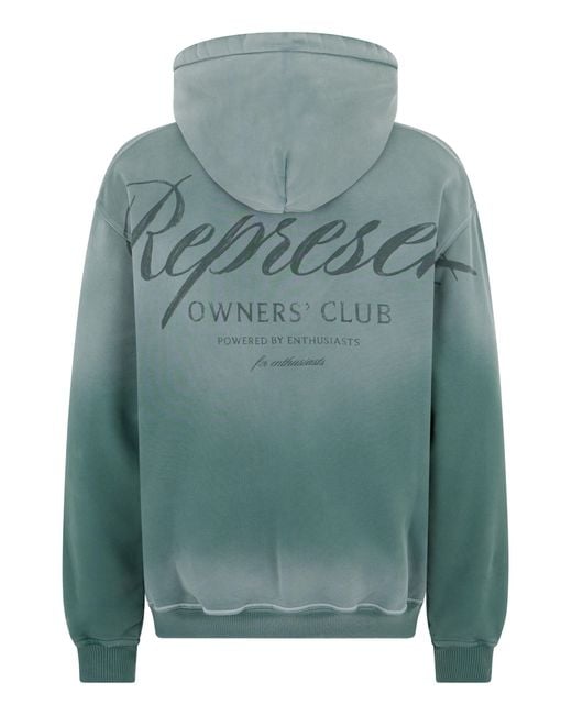 Represent Green Hoodie Owners Club Script Cotton Jumpers for men