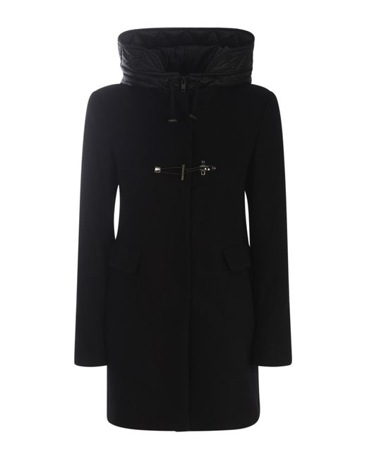 Fay Black Coat toggle In Wool Blend