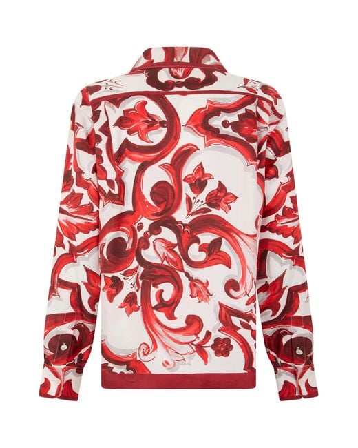 Dolce & Gabbana Red Long-Sleeve Shirt Silk for men
