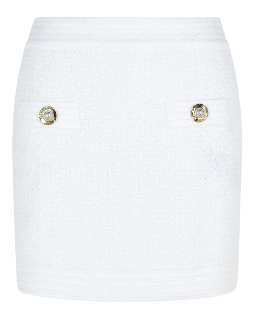 Balmain White Cotton Blend Miniskirt