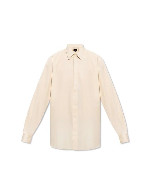 Fendi White Embroidered Cotton Shirt for men