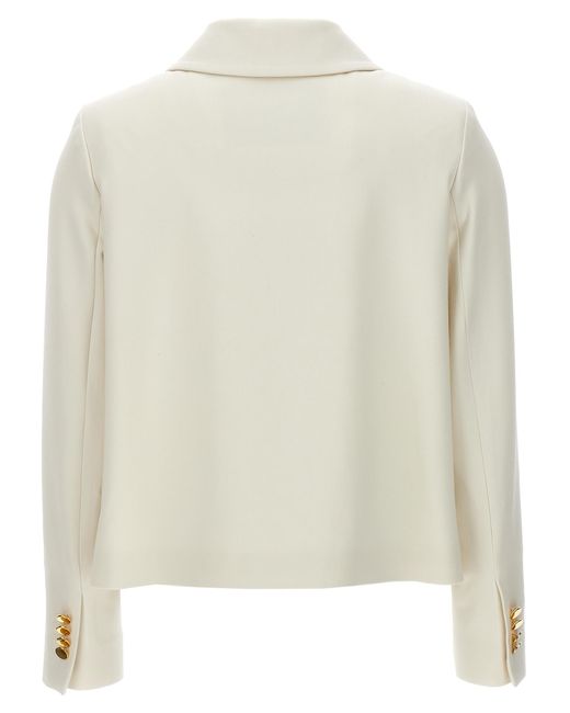 Kiton White Cropped Double-Breasted Jacket