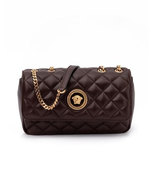Versace Brown Quilted Leather Shoulder Strap Bag